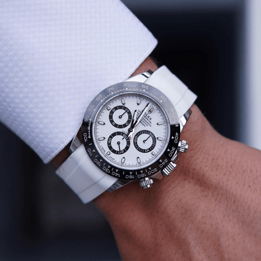 20mm Curved Ended White Rubber Strap - Tempomat Madrid