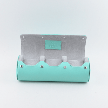 Sky Blue Saffiano Leather Watch Roll - Tempomat Madrid