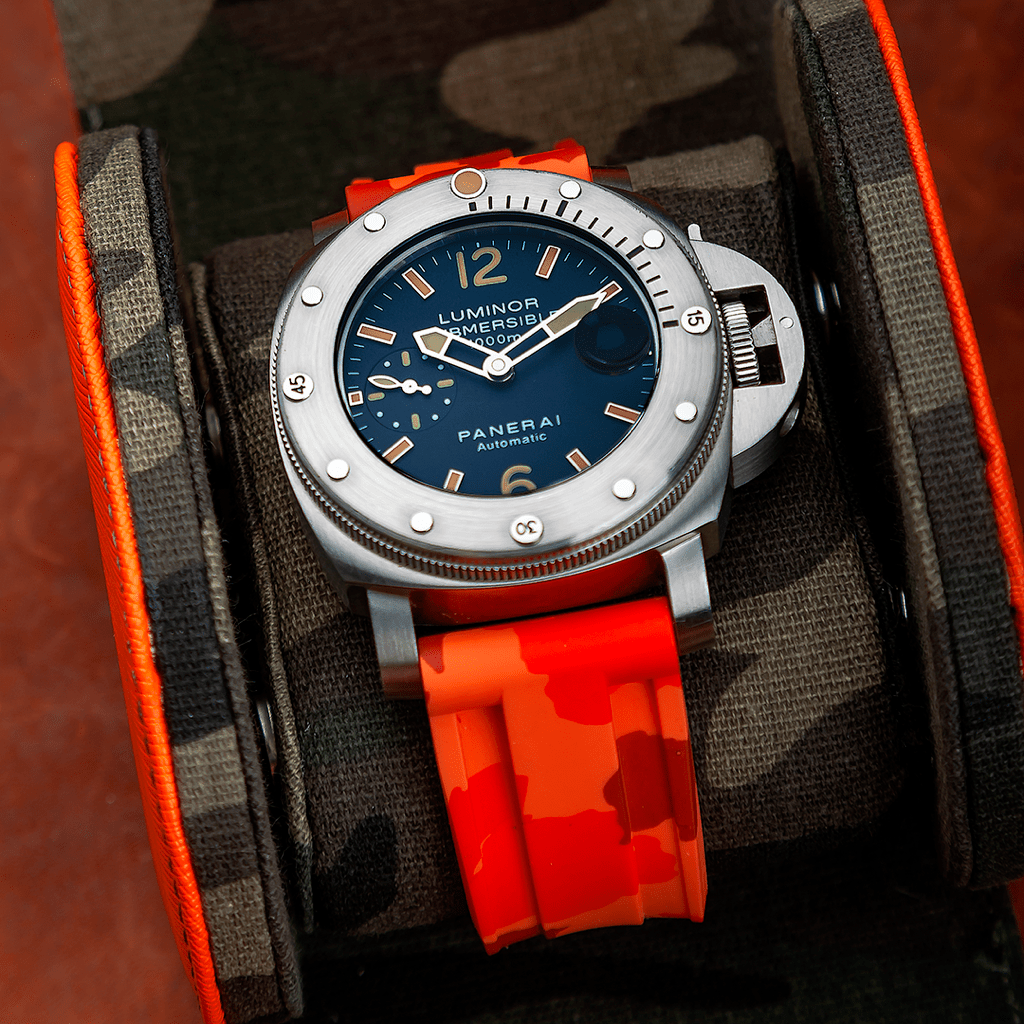 24mm Orange Camo Rubber Strap - Tempomat Madrid