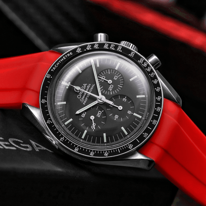 20mm Curved Ended Red Rubber Strap - Tempomat Madrid