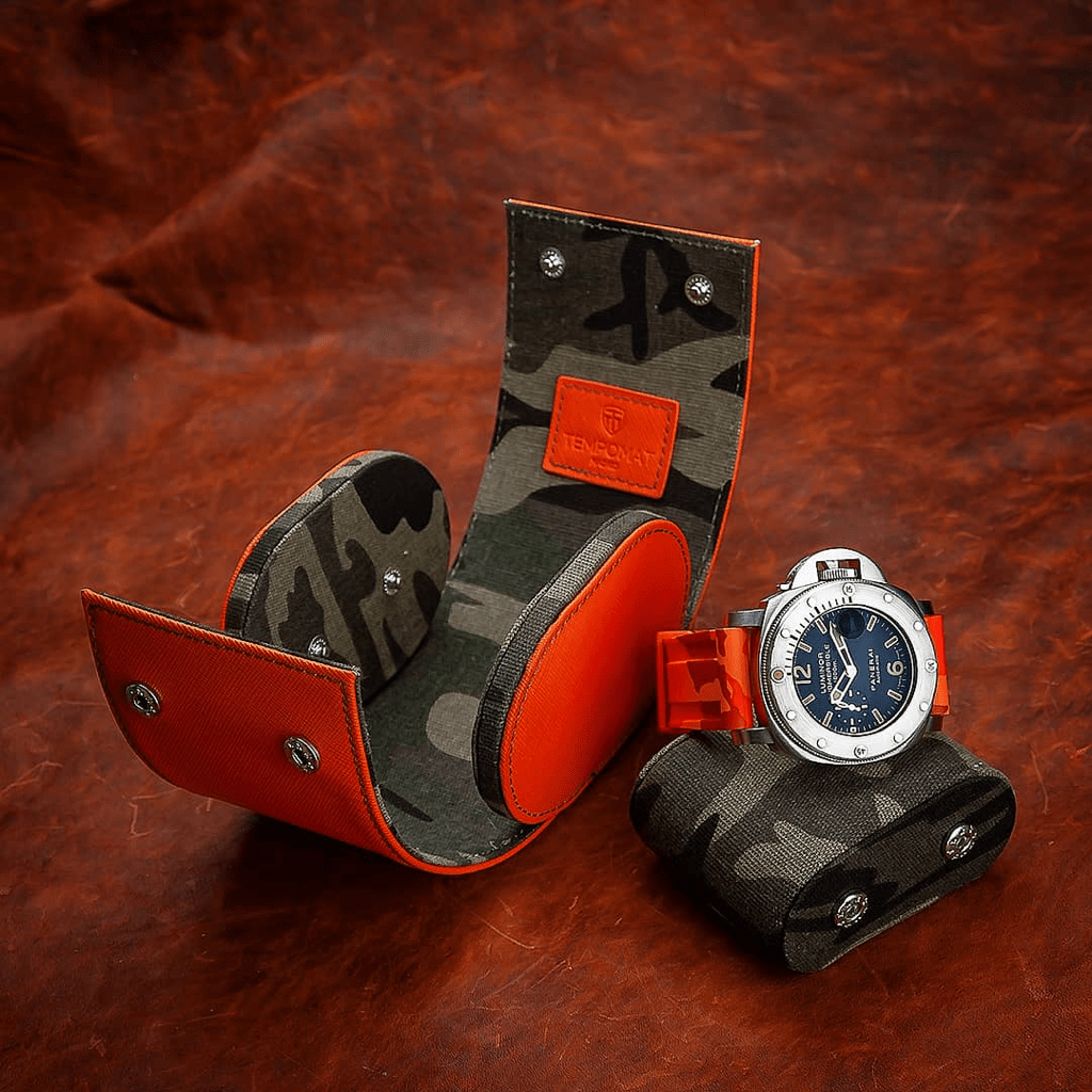 Individual Orange Saffiano Leather Watch Roll - Tempomat Madrid