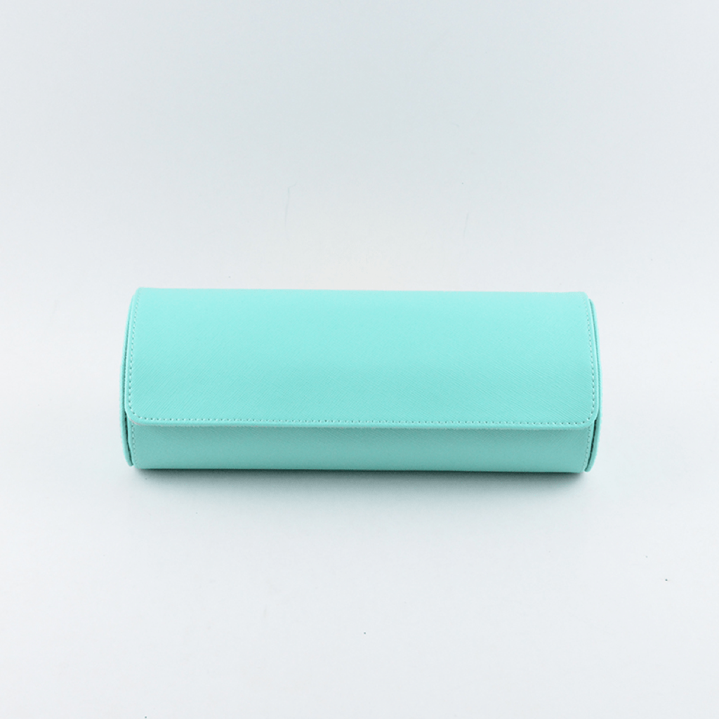 Sky Blue Saffiano Leather Watch Roll - Tempomat Madrid