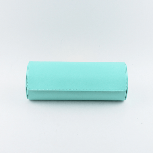 Sky Blue Saffiano Leather Watch Roll - Tempomat Madrid