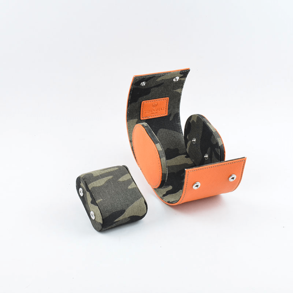 Individual Orange Saffiano Leather Watch Roll - Tempomat Madrid