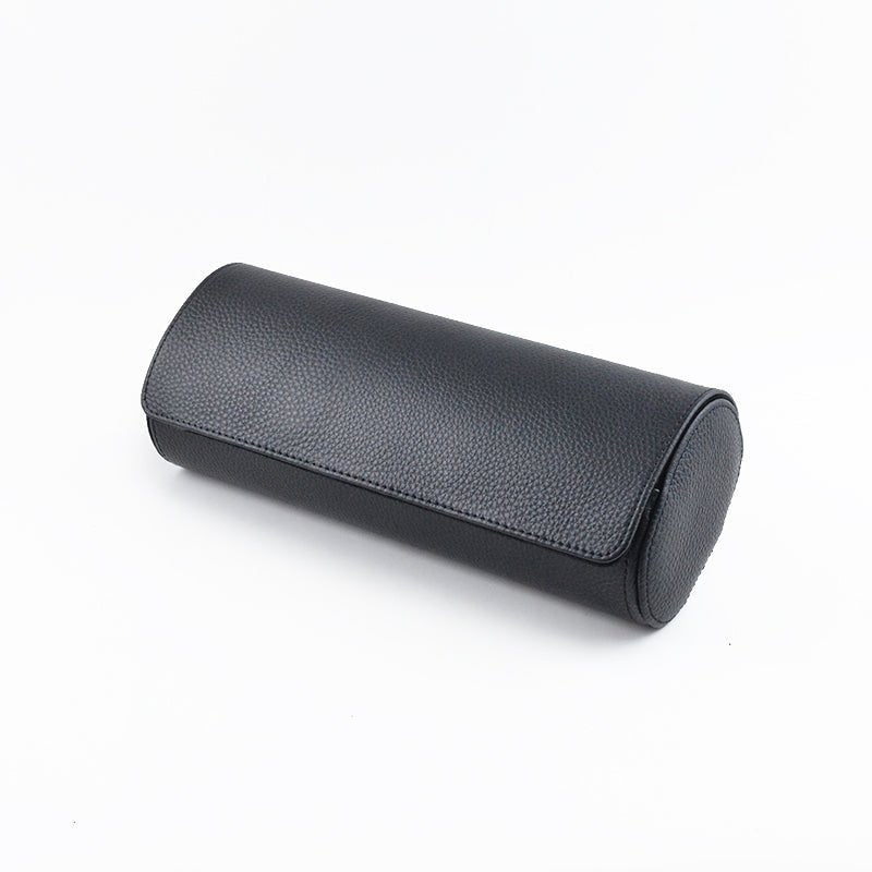 Full Black Natural Leather Watch Roll - Tempomat Madrid