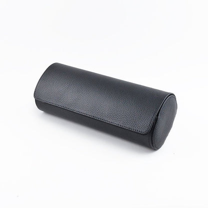 Full Black Natural Leather Watch Roll - Tempomat Madrid