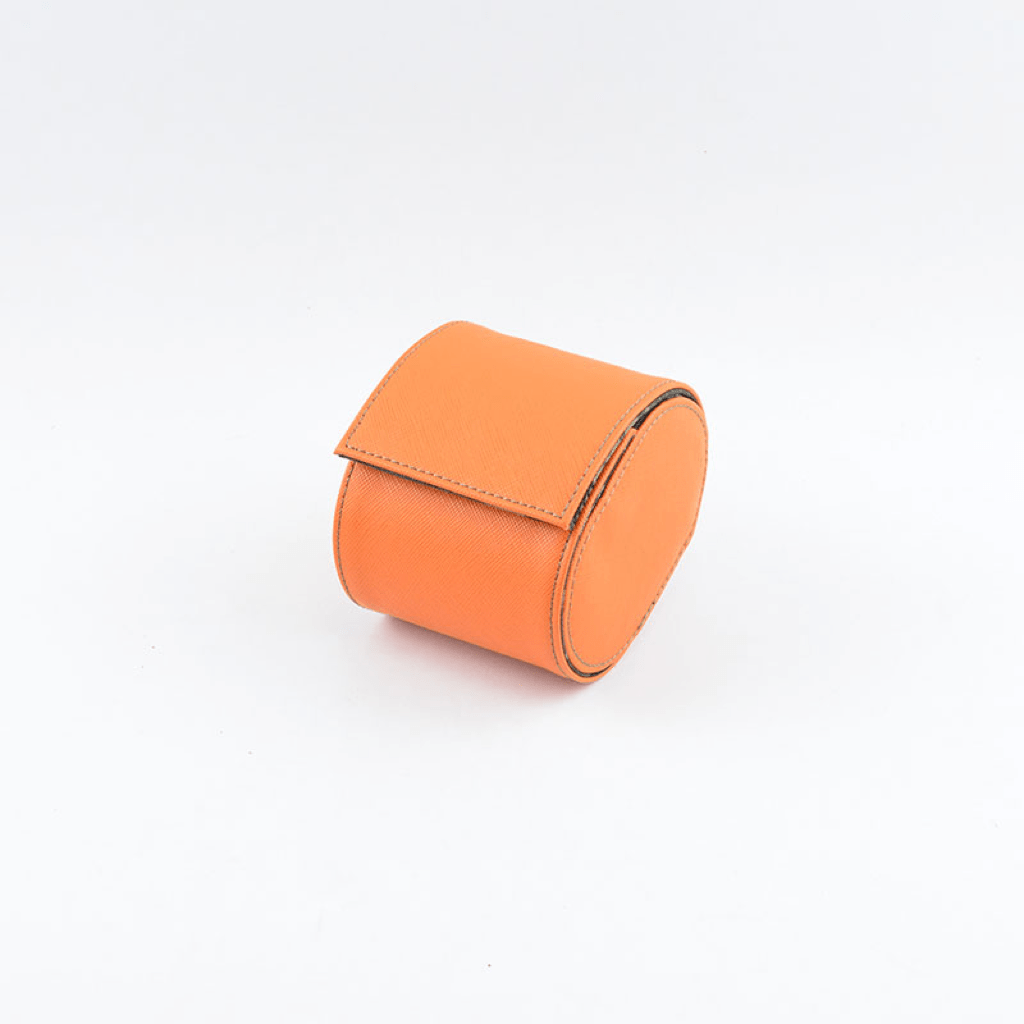 Individual Orange Saffiano Leather Watch Roll - Tempomat Madrid