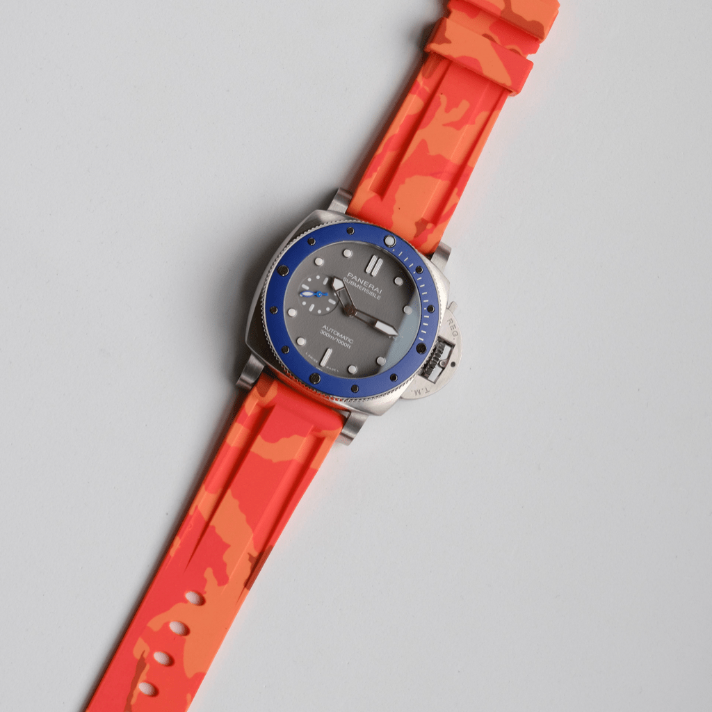 22mm Orange Camo Rubber Strap - Tempomat Madrid