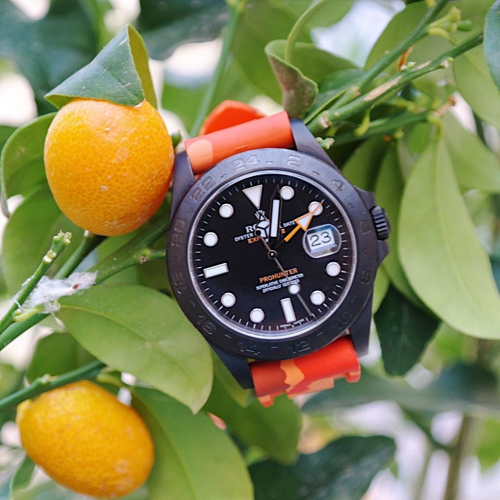 22mm Orange Camo Rubber Strap - Tempomat Madrid