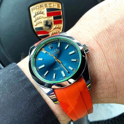 20mm Curved Ended Orange Camo Rubber Strap - Tempomat Madrid