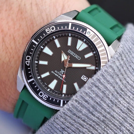 22mm Green Olive Rubber Strap - Tempomat Madrid