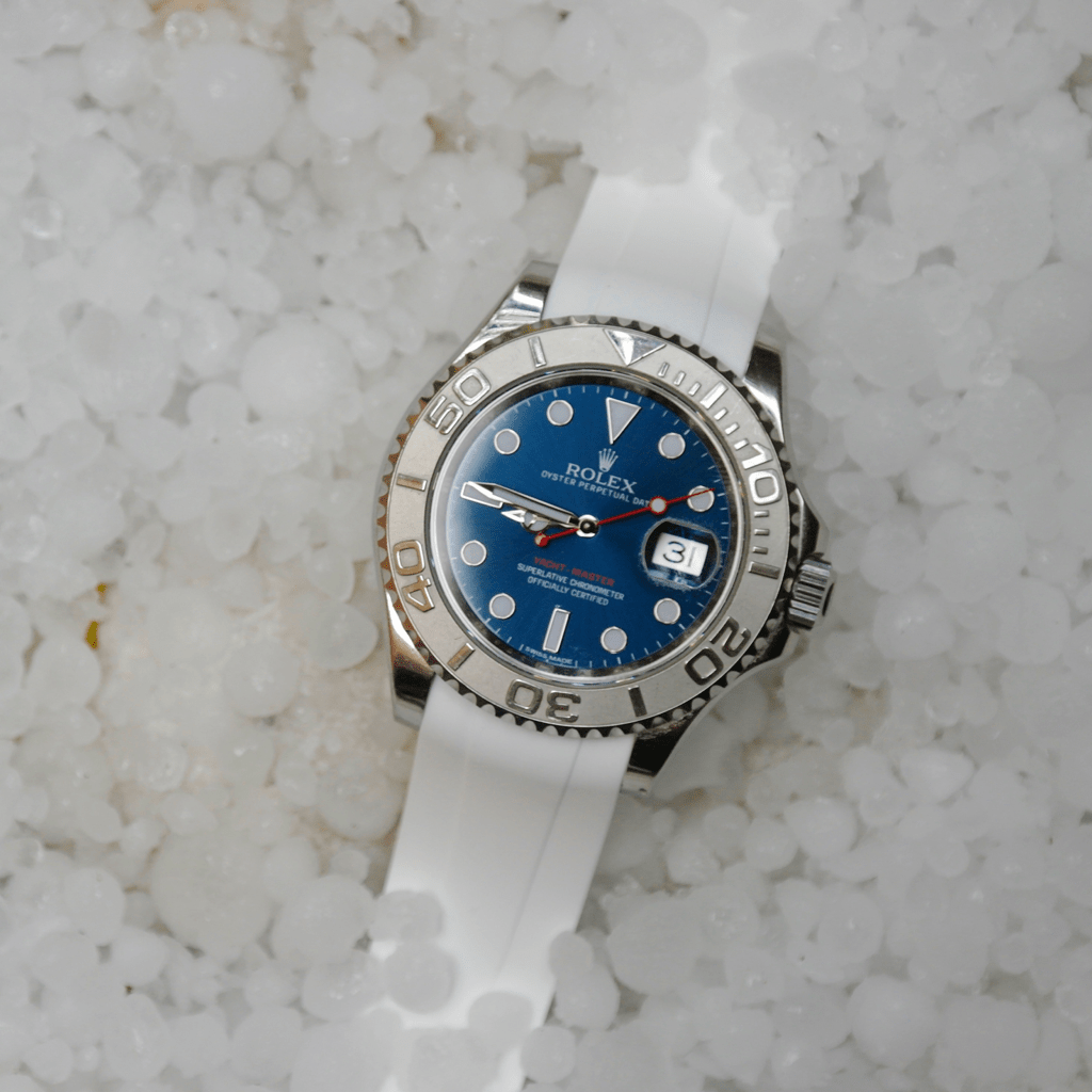 20mm Curved Ended White Rubber Strap - Tempomat Madrid