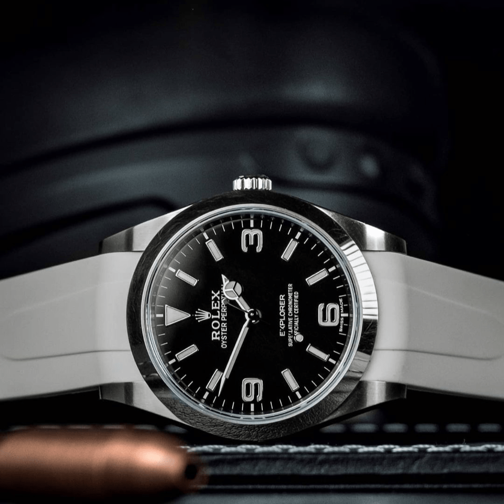 20mm Curved Ended Grey Rubber Strap - Tempomat Madrid