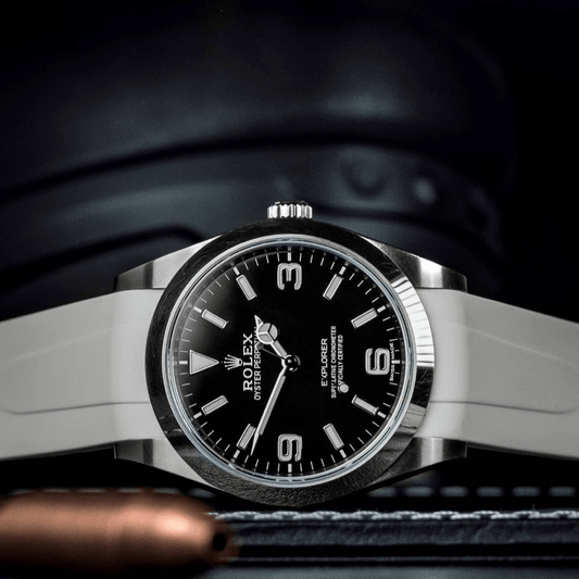 20mm Curved Ended Grey Rubber Strap - Tempomat Madrid