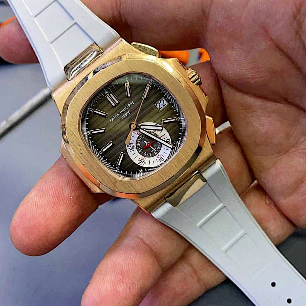 FKM Vulcanized Grey Rubber Strap for Patek Nautilus - Tempomat Madrid