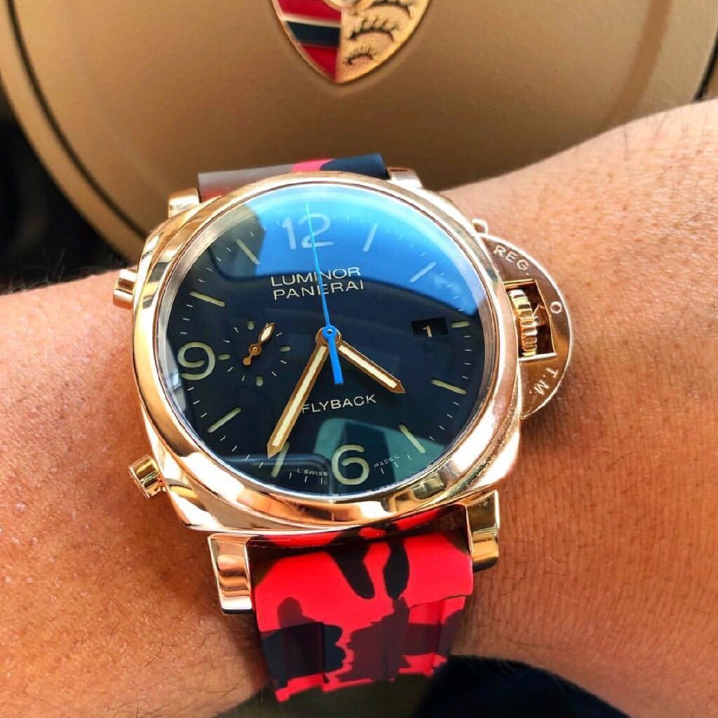 24mm Red Camo Rubber Strap - Tempomat Madrid