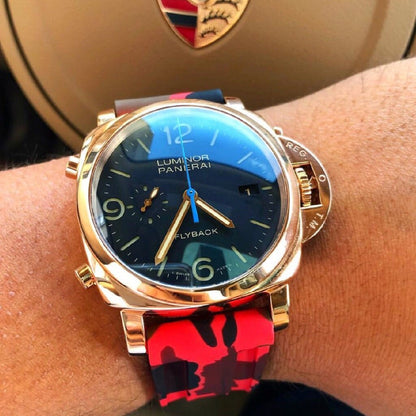 24mm Red Camo Rubber Strap - Tempomat Madrid
