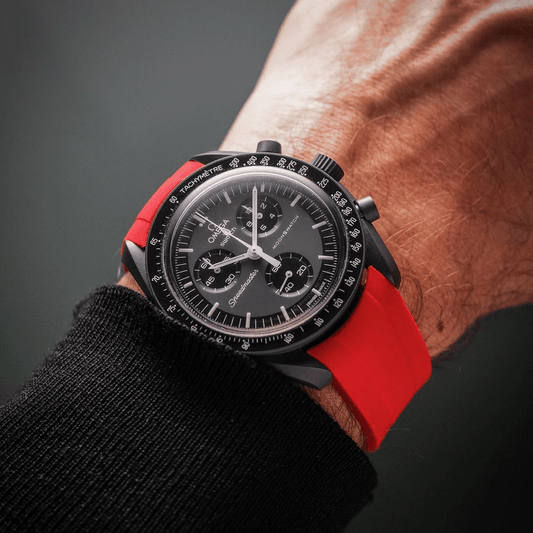 20mm Curved Ended Red Wine Rubber Strap - Tempomat Madrid