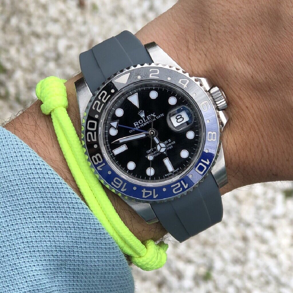 20mm Curved Ended Grey Rubber Strap - Tempomat Madrid