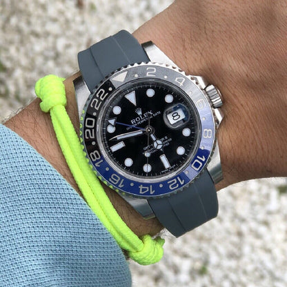 20mm Curved Ended Grey Rubber Strap - Tempomat Madrid