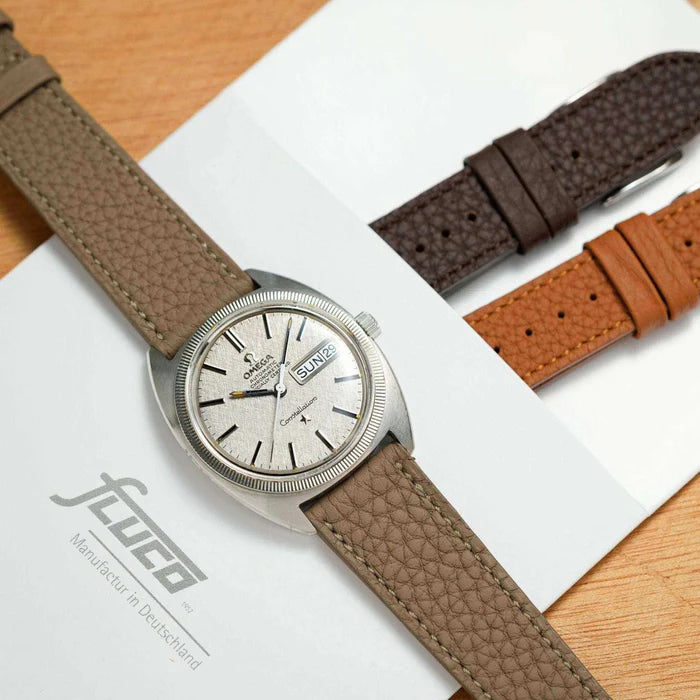 FLUCO DEAUVILLE - pasek ze skóry cielęcej TOGO - taupe